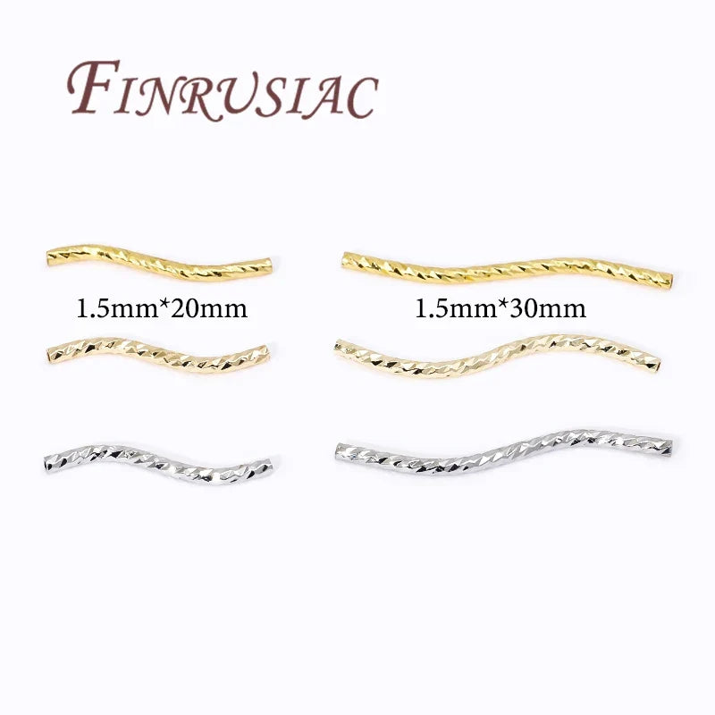 S-Shape Tube Beads – 18K Gold Plated Brass Spacers | FINRUSIAC