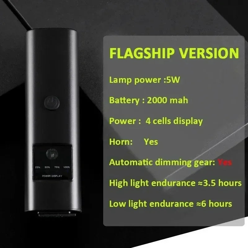 2-in-1 Bike Headlight & 120dB Horn USB Rechargeable Front Light
