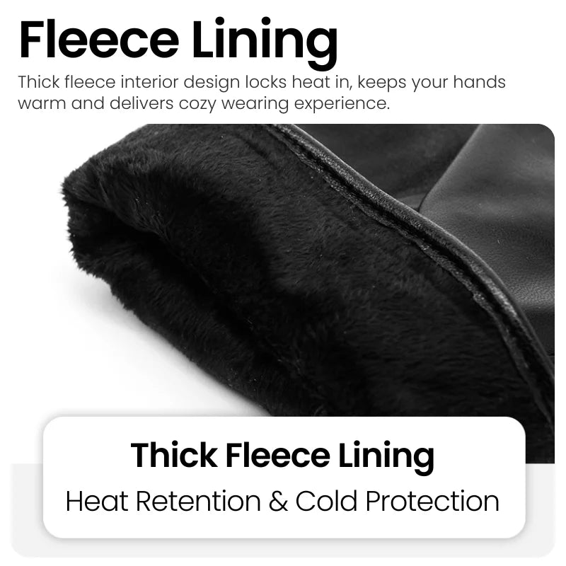 Winter Fleece Lined PU Leather Cycling Gloves – Touchscreen