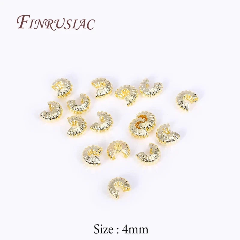 18K Gold Plated Crimp Cover Beads – 50/100 Pcs | DIY Jewelry