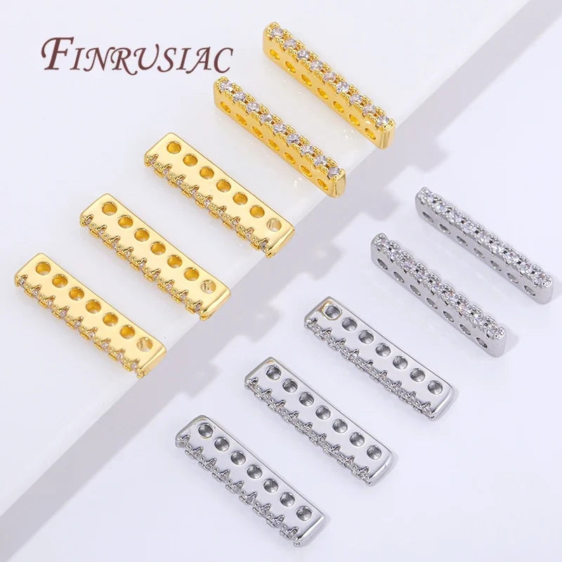 18K Gold Plated Zircon Flat Spacer Bars – DIY Jewelry Findings
