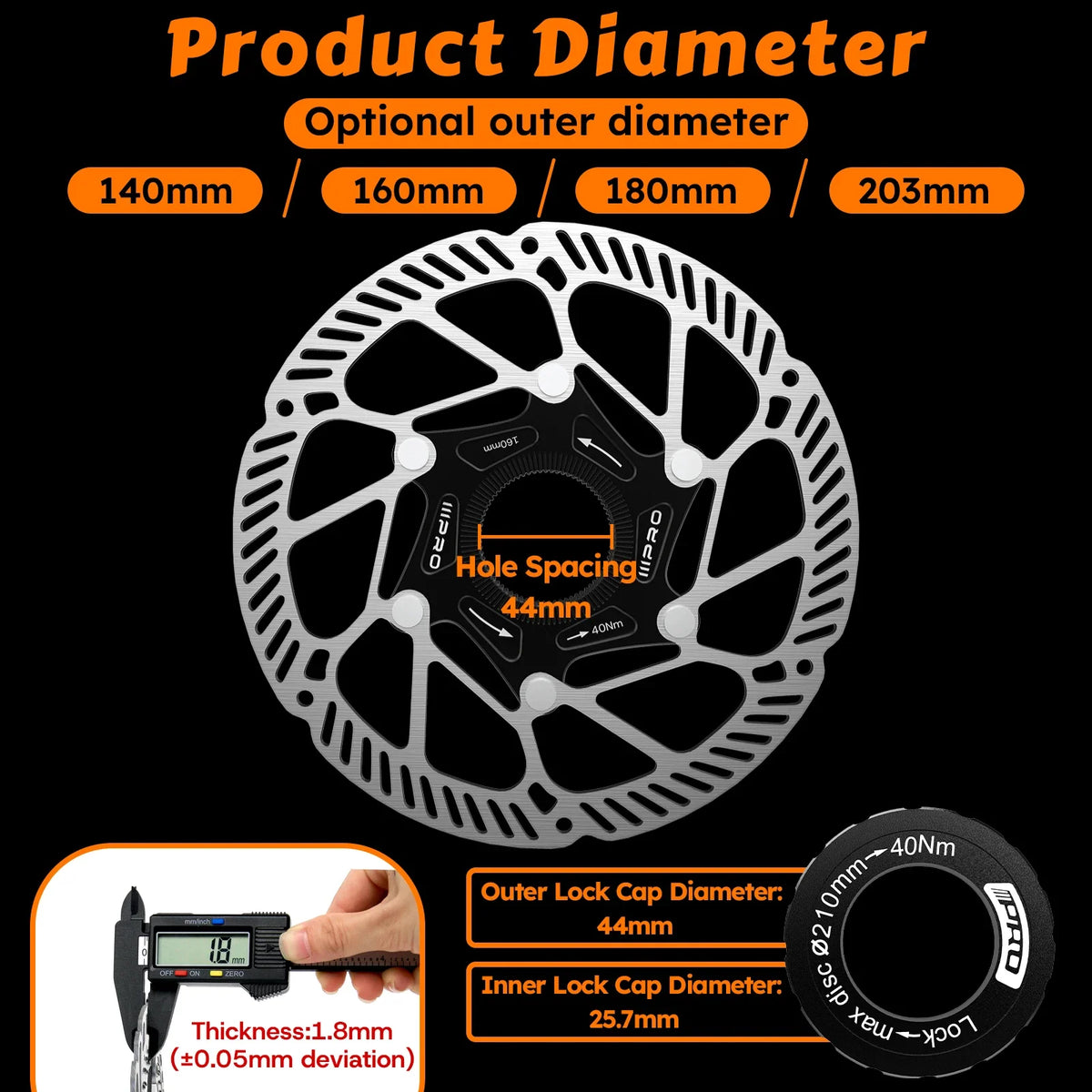 IIIPRO Centerlock Bike Rotor MTB & Road Disc Brake 140–180mm