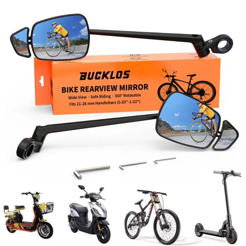BUCKLOS 360° Adjustable Wide-Angle Bike Handlebar Mirror