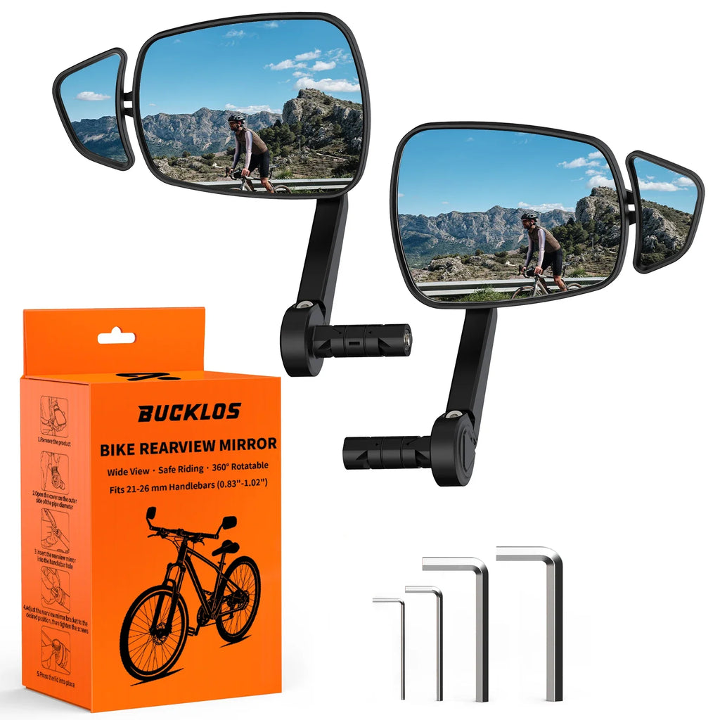 BUCKLOS Dual Adjustable Bicycle Handlebar Rear View Mirror