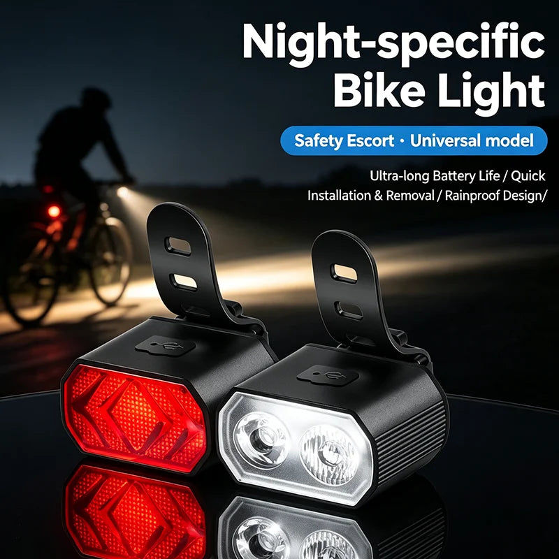 USB Rechargeable Bike Front & Rear LED Light Set – IPX6