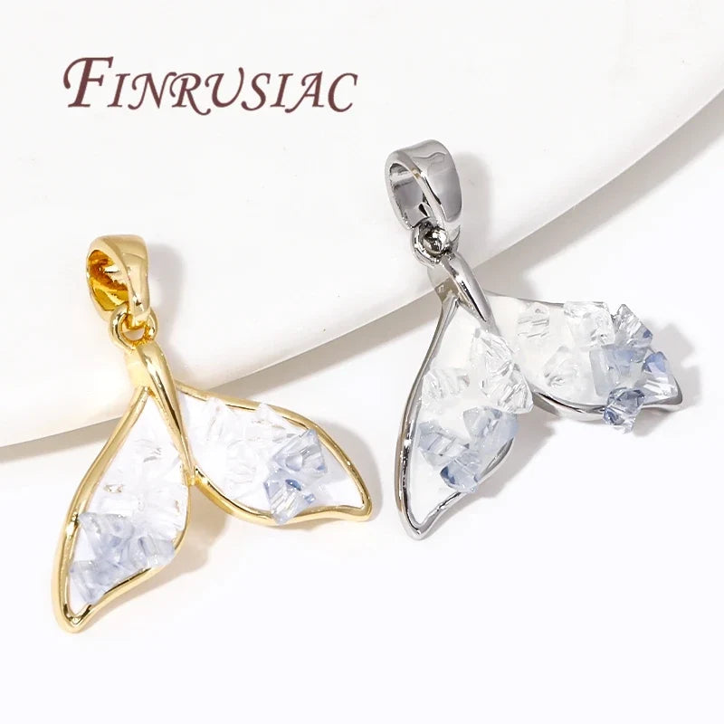 18K Gold Plated Zircon Fish Tail Pendant Charm – DIY Jewelry