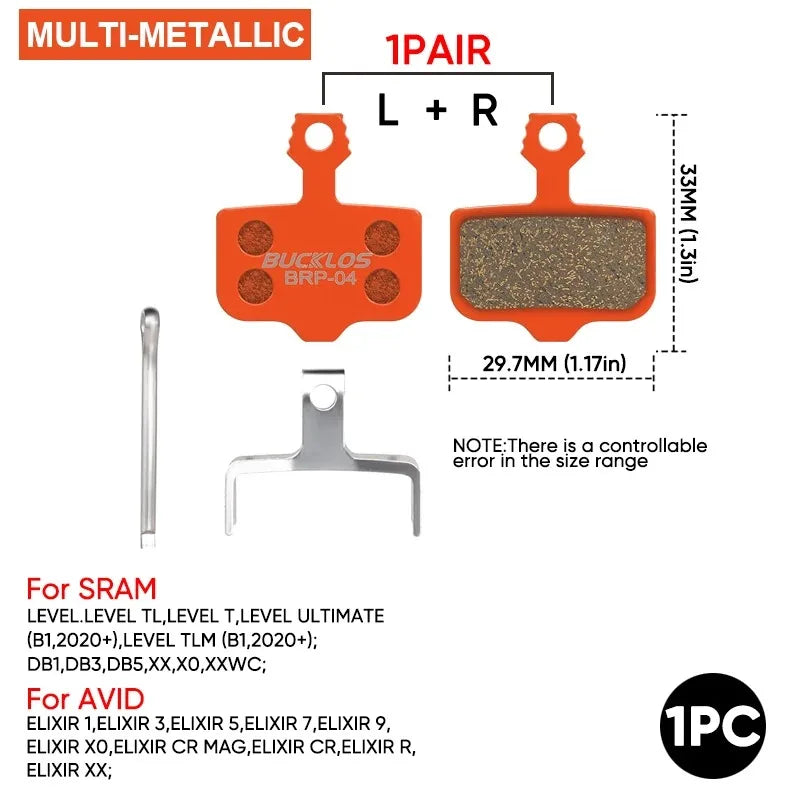 BUCKLOS MTB Disc Brake Pads – SRAM DB5 / AVID ELIXIR Multi-Metallic