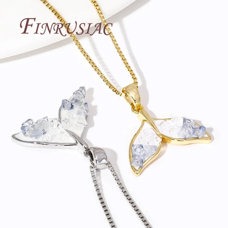 18K Gold Plated Zircon Fish Tail Pendant Charm – DIY Jewelry