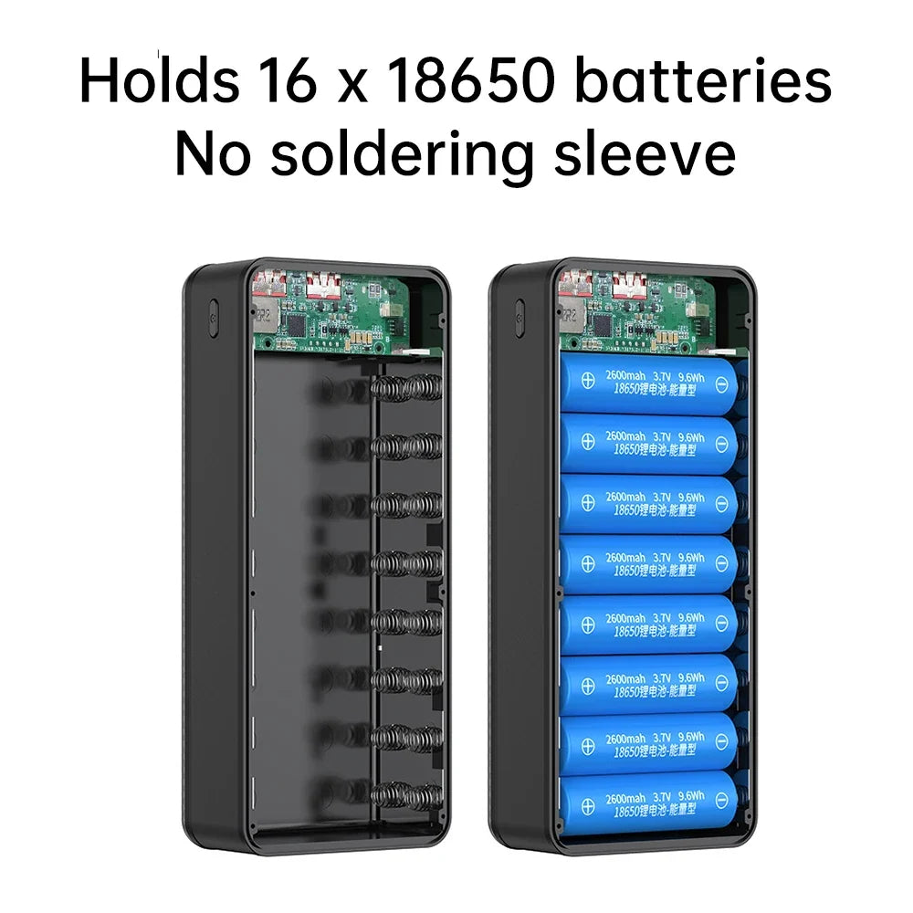 16×18650 Power Bank Case – 22.5W Fast & 15W Wireless Charging