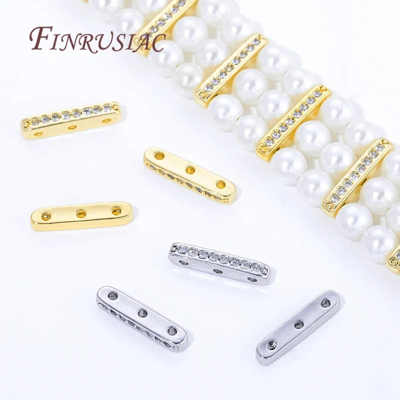 18K Gold Plated Zircon Flat Spacer Bars – DIY Jewelry Findings