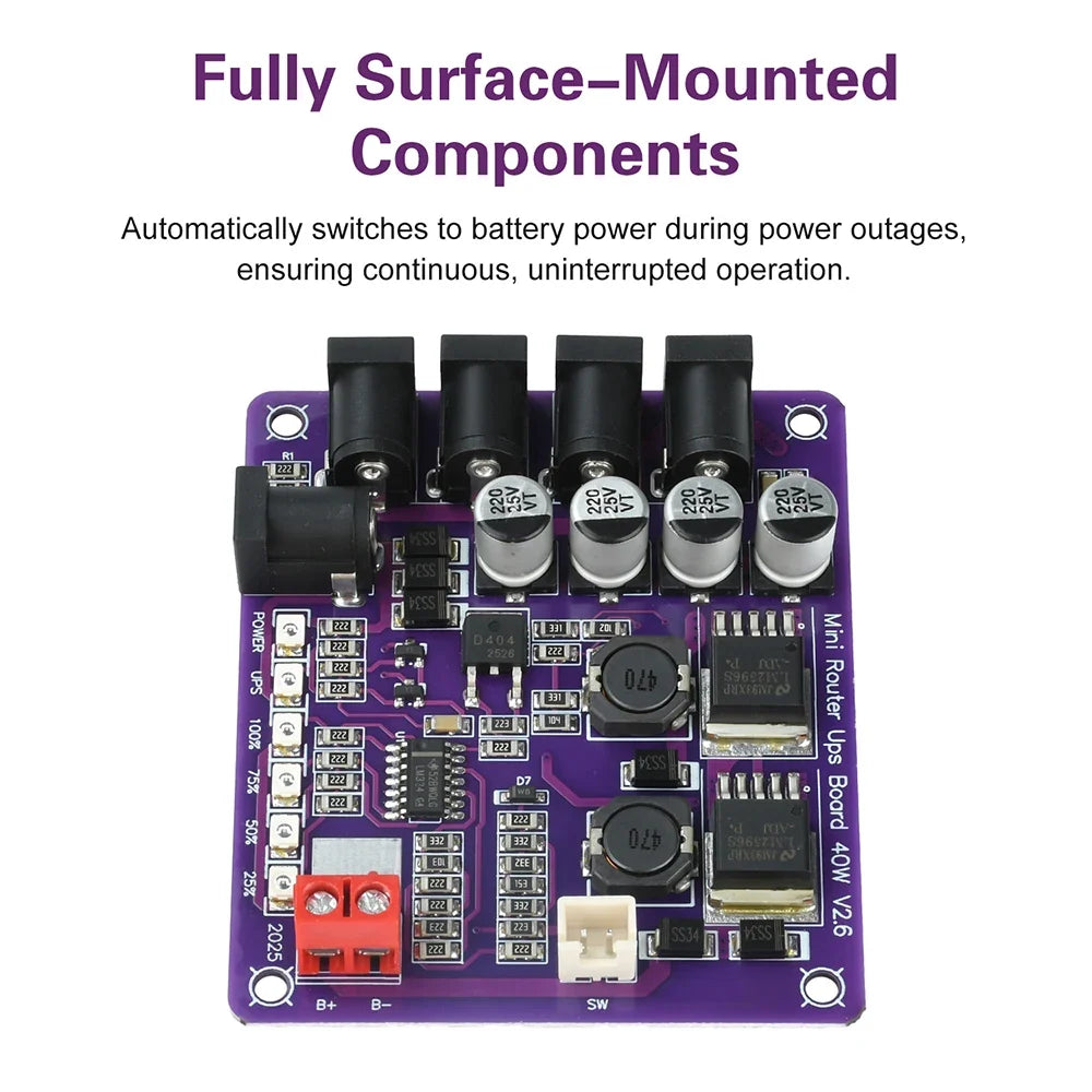 40W 4-Port UPS Power Module 12.6V Battery Charging Board