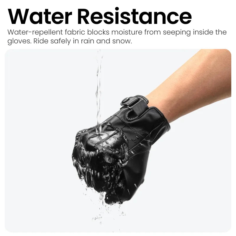 Winter Fleece Lined PU Leather Cycling Gloves – Touchscreen