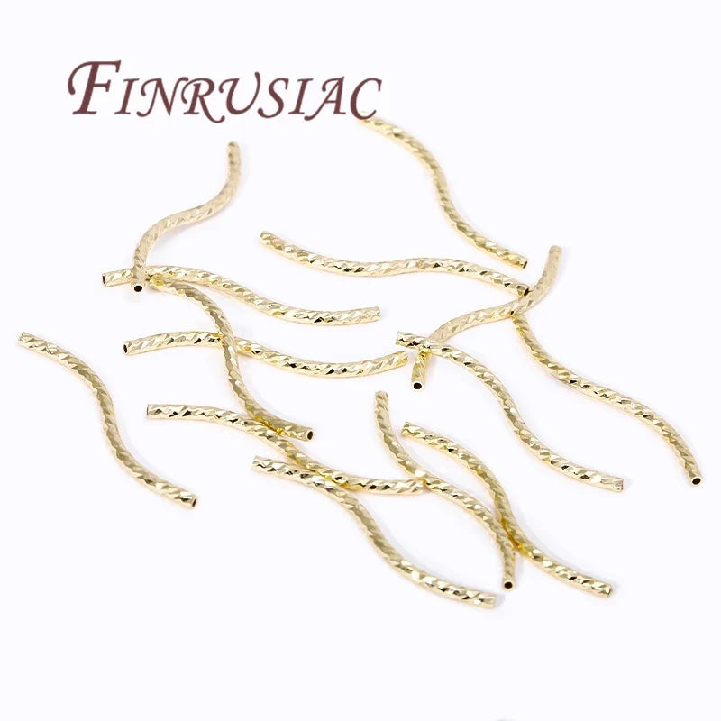 S-Shape Tube Beads – 18K Gold Plated Brass Spacers | FINRUSIAC