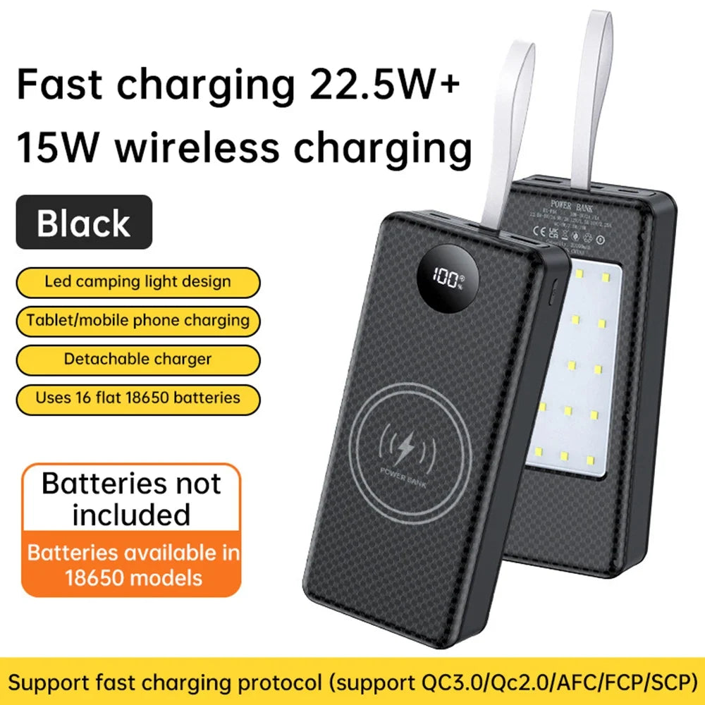 16×18650 Power Bank Case – 22.5W Fast & 15W Wireless Charging