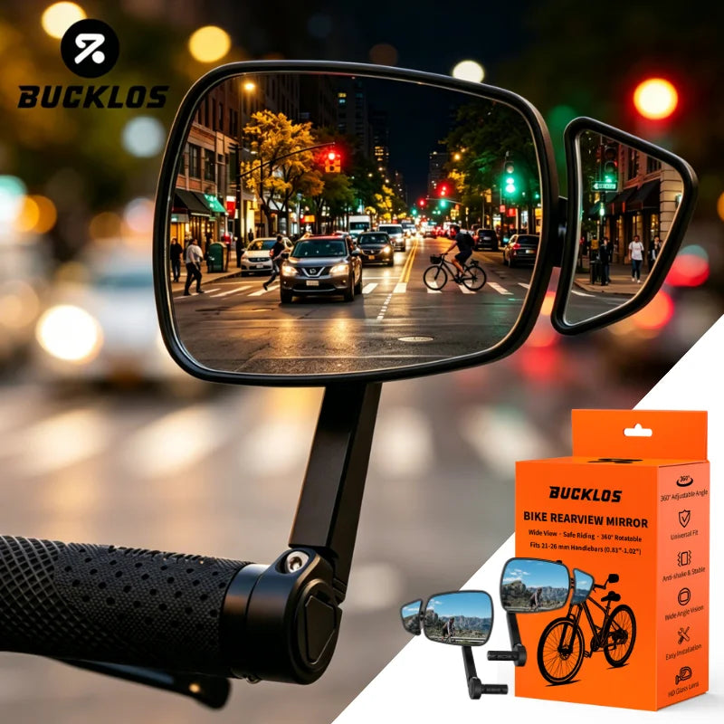 BUCKLOS Dual Adjustable Bicycle Handlebar Rear View Mirror