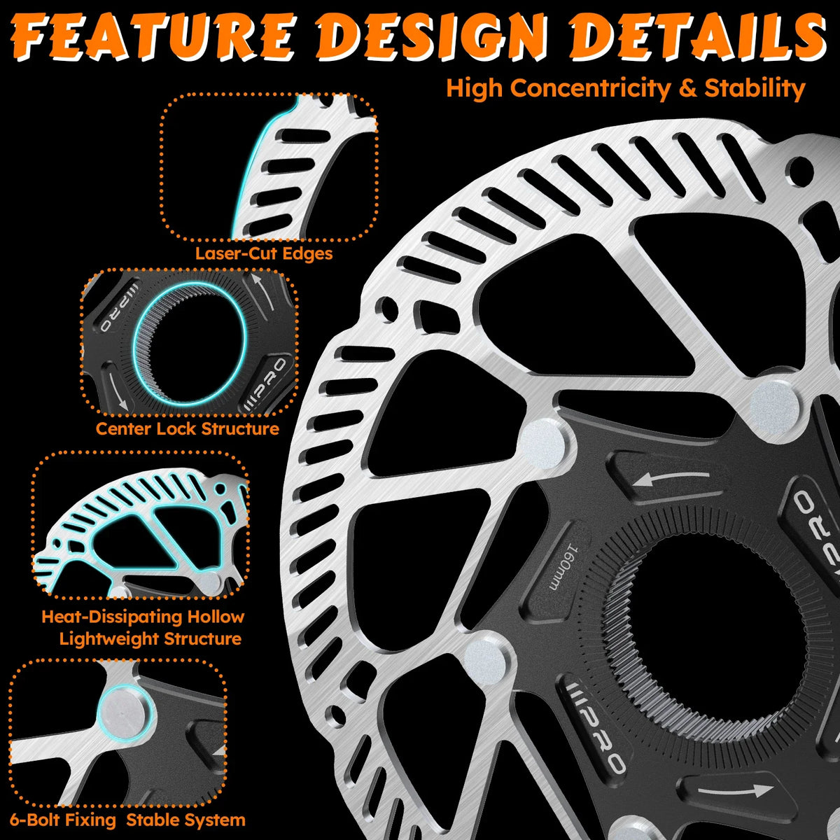 IIIPRO Centerlock Bike Rotor MTB & Road Disc Brake 140–180mm