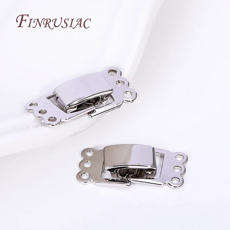 Rhodium Plated 2/3 Row Lock Clasp – DIY Bracelet Necklace Findings