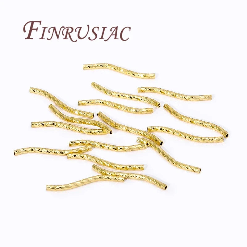 S-Shape Tube Beads – 18K Gold Plated Brass Spacers | FINRUSIAC