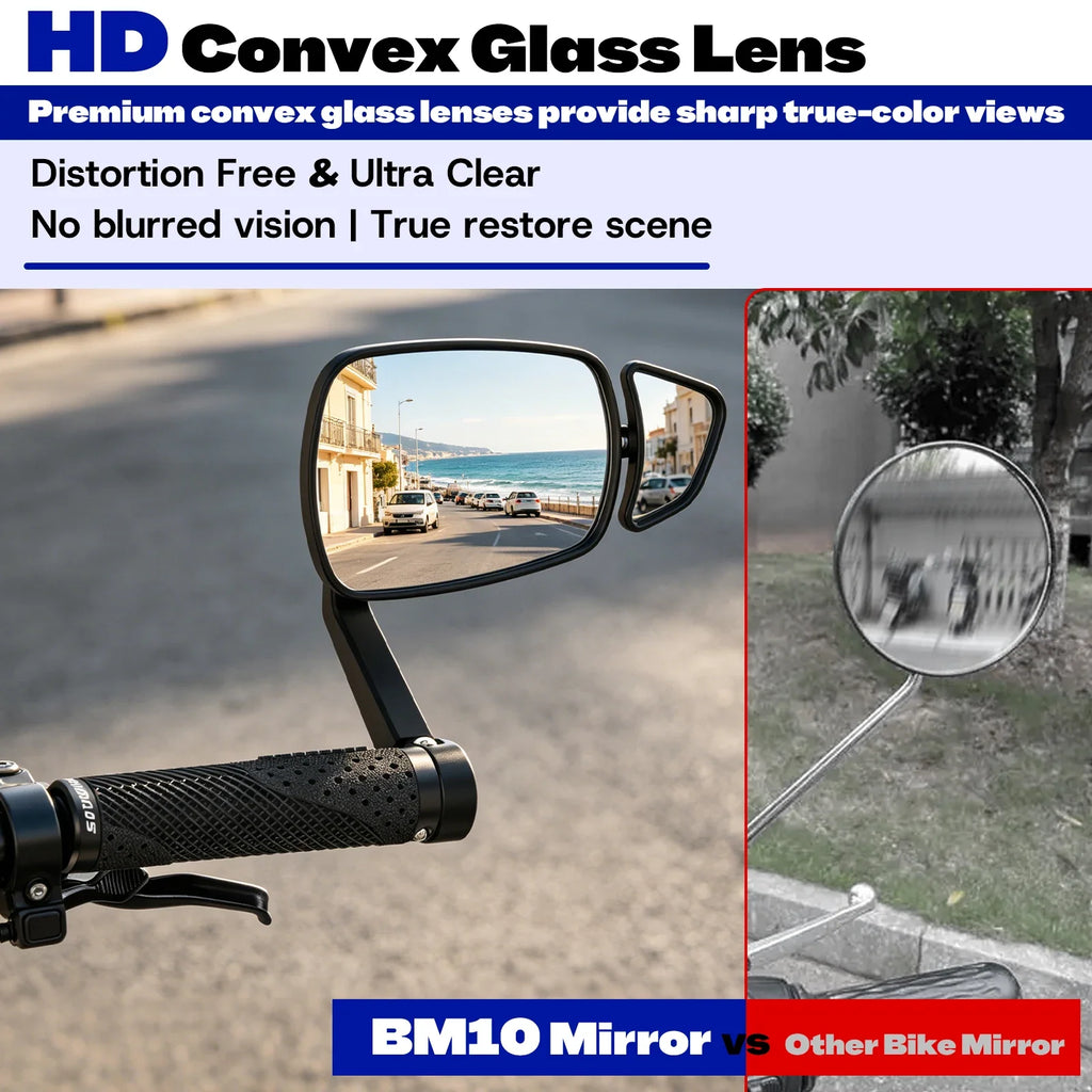 BUCKLOS Dual Adjustable Bicycle Handlebar Rear View Mirror