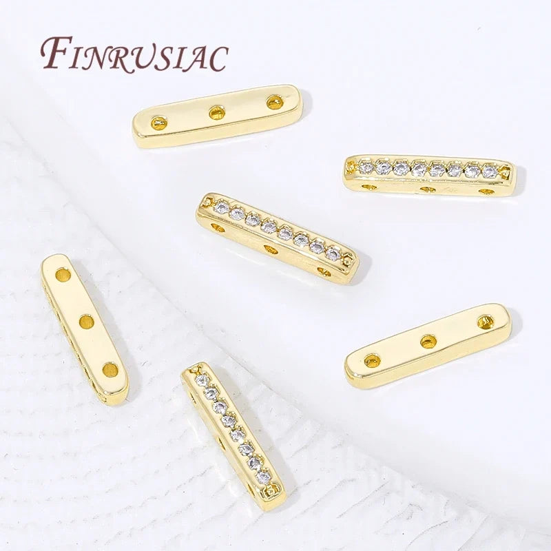 18K Gold Plated Zircon Flat Spacer Bars – DIY Jewelry Findings