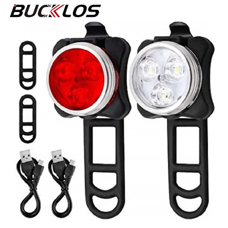 BUCKLOS Bike LED Light Set – USB Rechargeable, IPX5 Waterproof