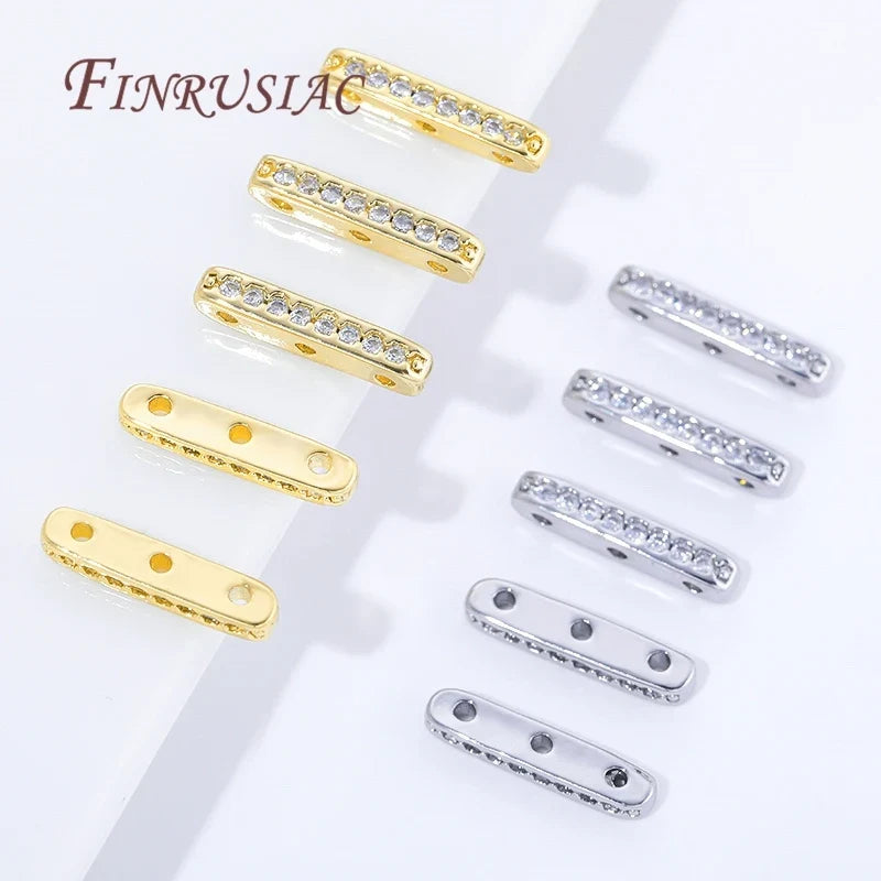 18K Gold Plated Zircon Flat Spacer Bars – DIY Jewelry Findings