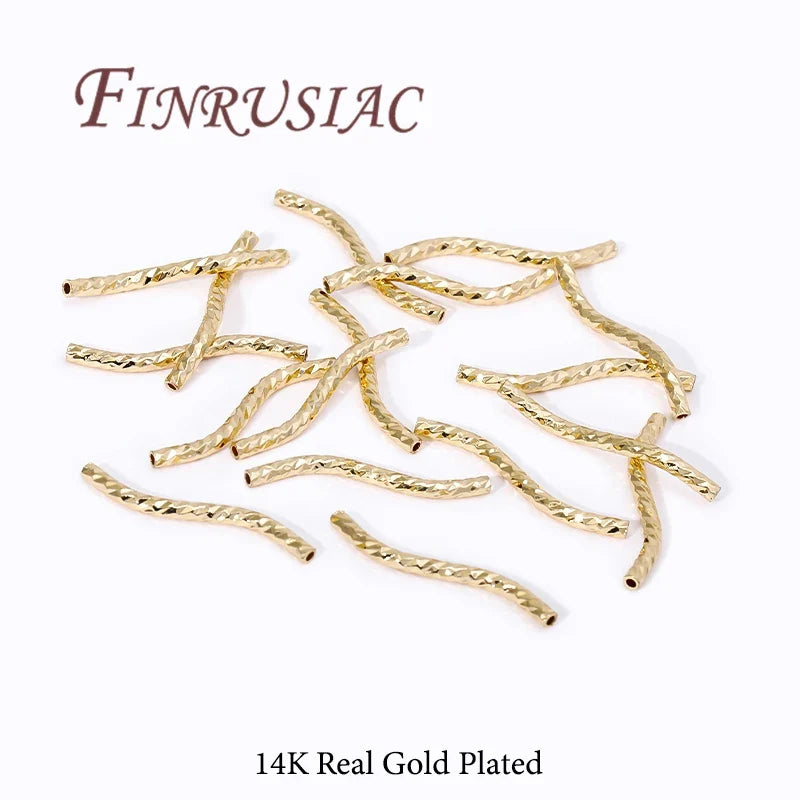 S-Shape Tube Beads – 18K Gold Plated Brass Spacers | FINRUSIAC