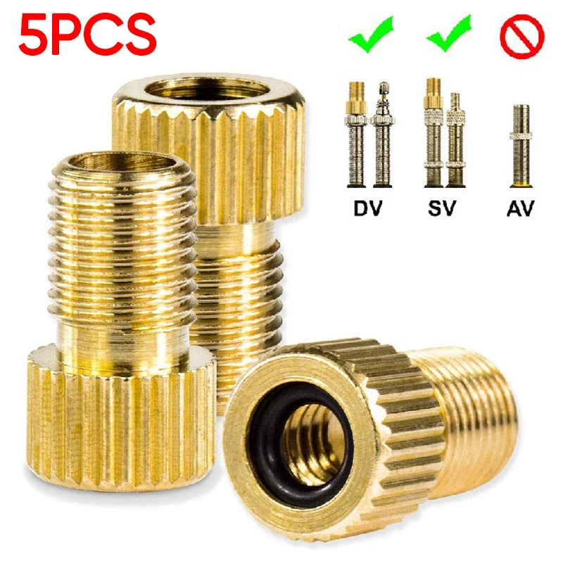 5-Pack Presta to Schrader Valve Adapter | Copper Bike Converter