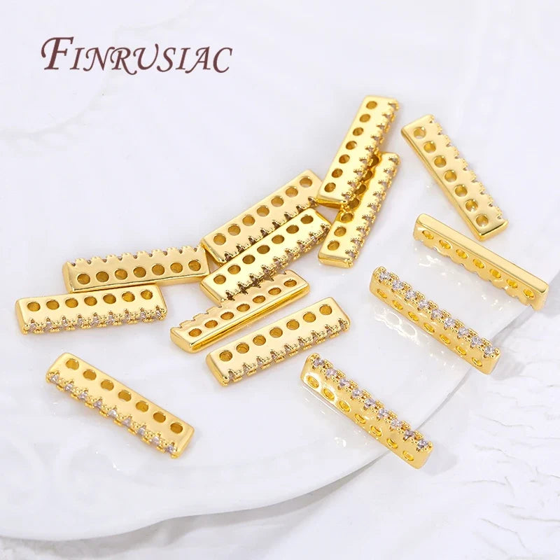 18K Gold Plated Zircon Flat Spacer Bars – DIY Jewelry Findings