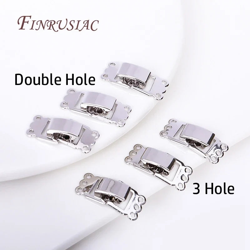 Rhodium Plated 2/3 Row Lock Clasp – DIY Bracelet Necklace Findings