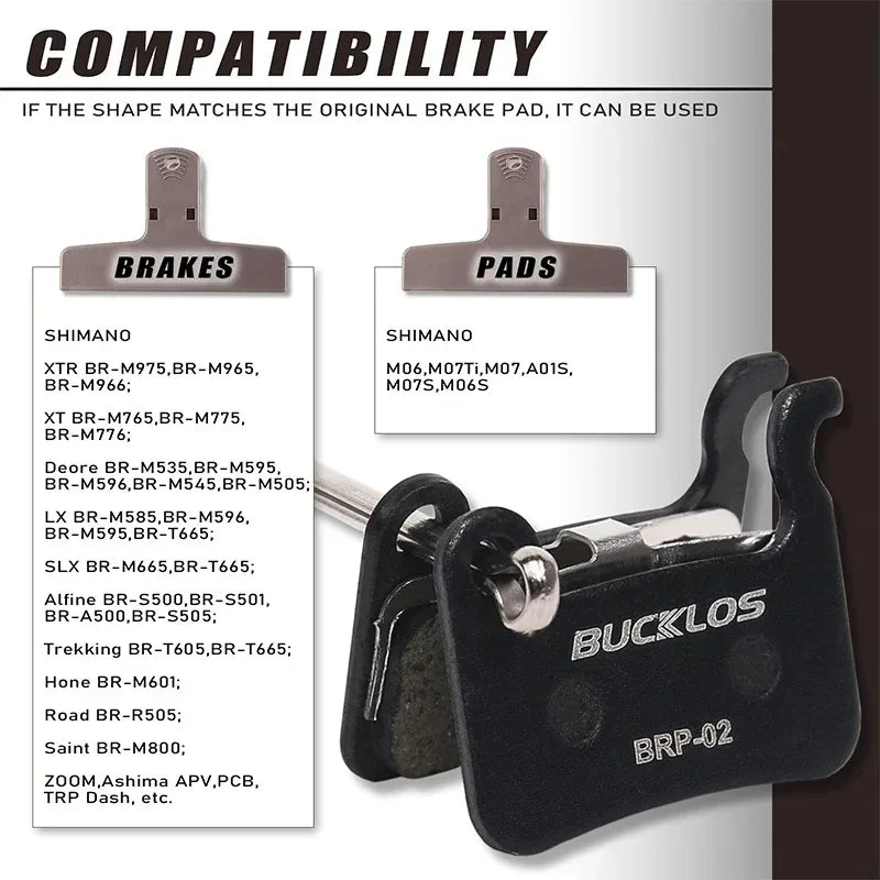 BUCKLOS 25 Pair MTB Disc Brake Pads Resin Metal Ceramic A01S M06