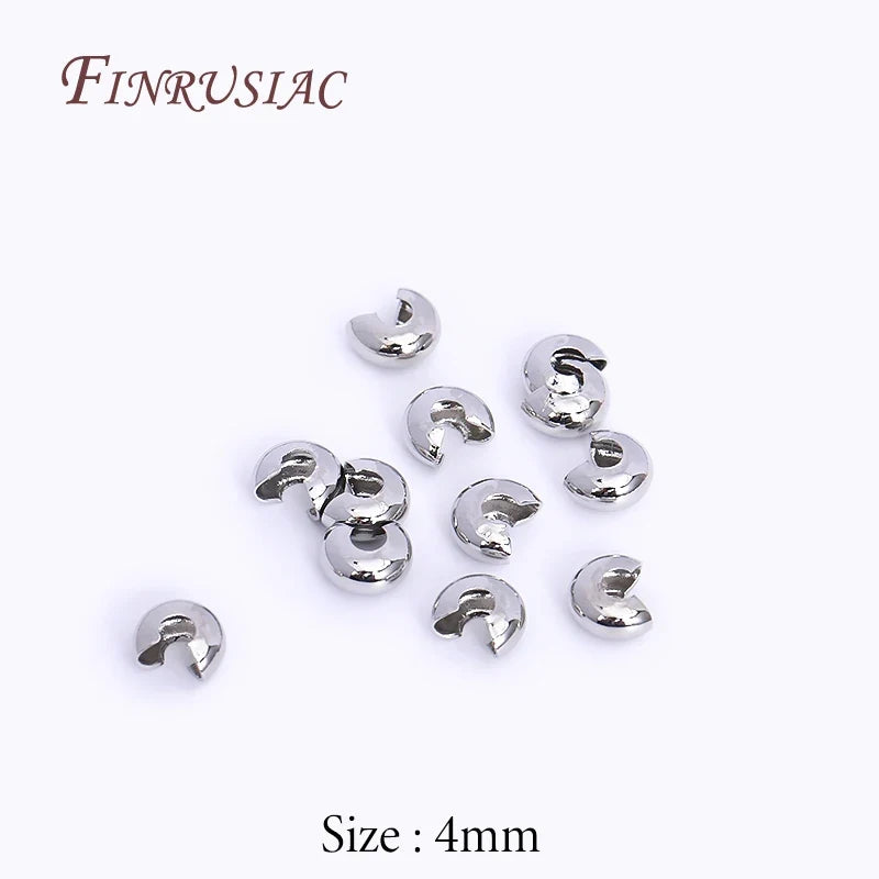 18K Gold Plated Crimp Cover Beads – 50/100 Pcs | DIY Jewelry