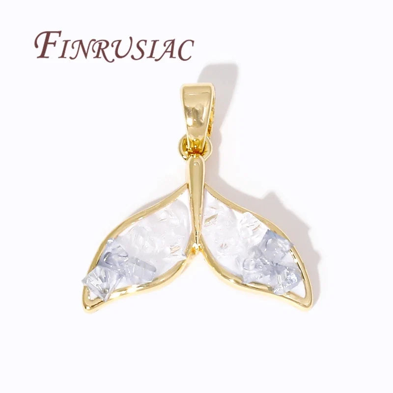 18K Gold Plated Zircon Fish Tail Pendant Charm – DIY Jewelry