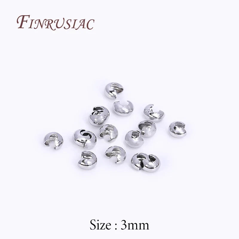 18K Gold Plated Crimp Cover Beads – 50/100 Pcs | DIY Jewelry