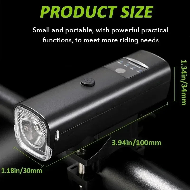 2-in-1 Bike Headlight & 120dB Horn USB Rechargeable Front Light
