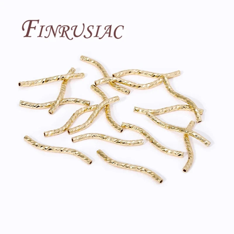 S-Shape Tube Beads – 18K Gold Plated Brass Spacers | FINRUSIAC