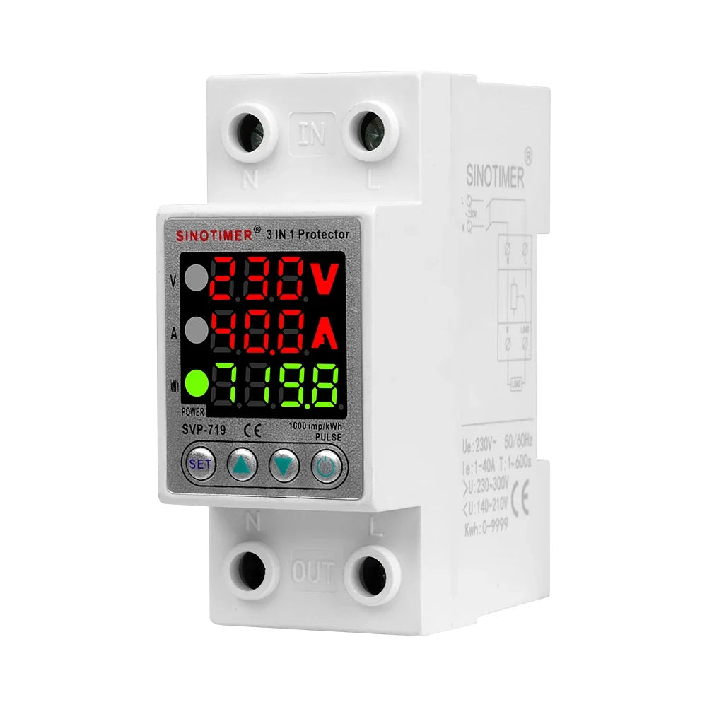 SVP-719 Adjustable Voltage & Current Protector 220V 40A/63A