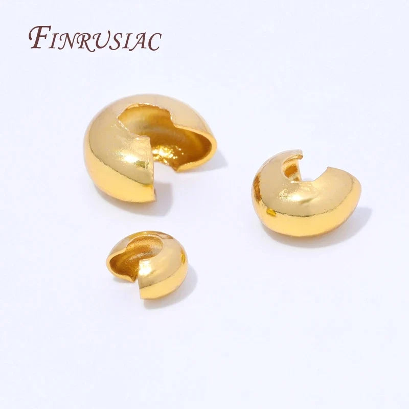 18K Gold Plated Crimp Cover Beads – 50/100 Pcs | DIY Jewelry