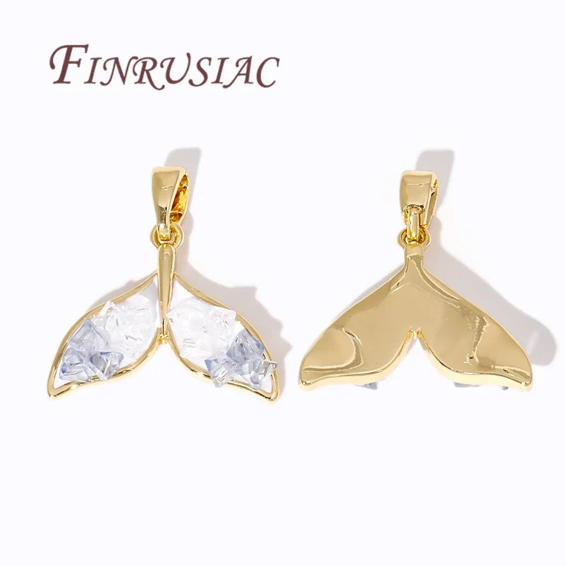 18K Gold Plated Zircon Fish Tail Pendant Charm – DIY Jewelry