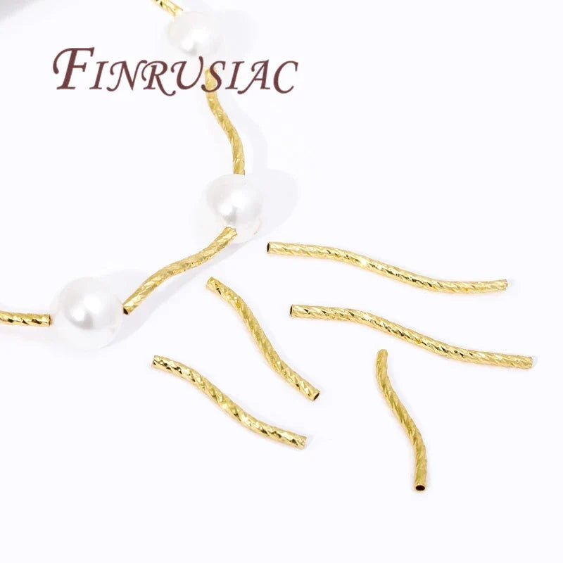 S-Shape Tube Beads – 18K Gold Plated Brass Spacers | FINRUSIAC