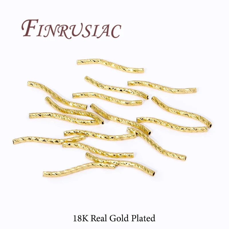 S-Shape Tube Beads – 18K Gold Plated Brass Spacers | FINRUSIAC