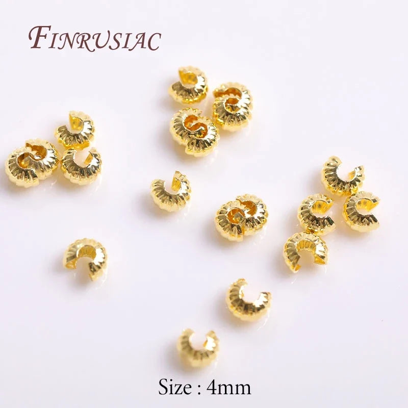 18K Gold Plated Crimp Cover Beads – 50/100 Pcs | DIY Jewelry