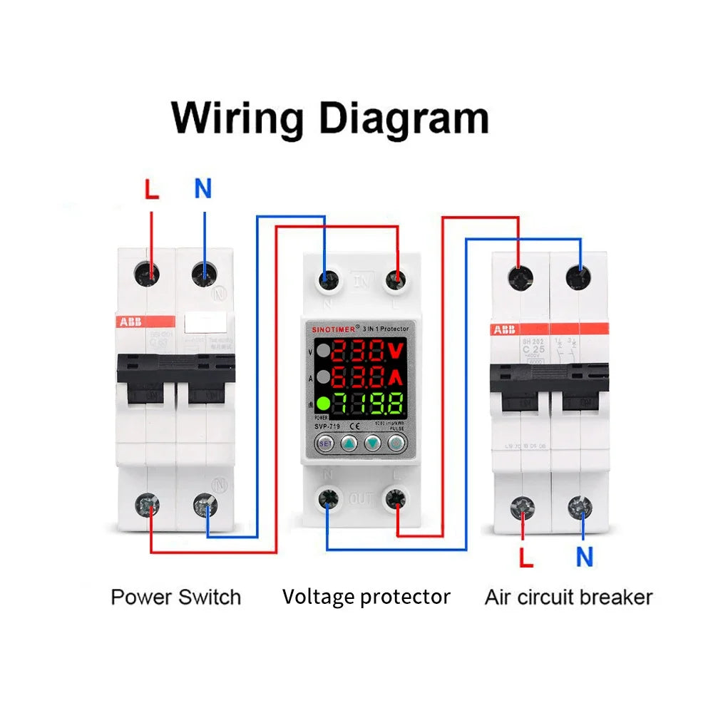 SVP-719 Adjustable Voltage & Current Protector 220V 40A/63A