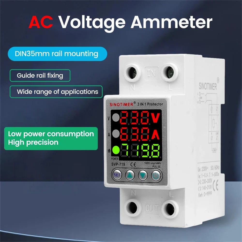 SVP-719 Adjustable Voltage & Current Protector 220V 40A/63A