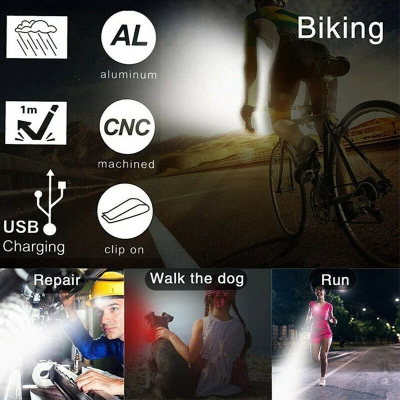 BUCKLOS Bike LED Light Set – USB Rechargeable, IPX5 Waterproof
