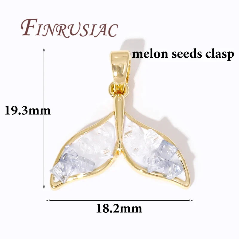 18K Gold Plated Zircon Fish Tail Pendant Charm – DIY Jewelry