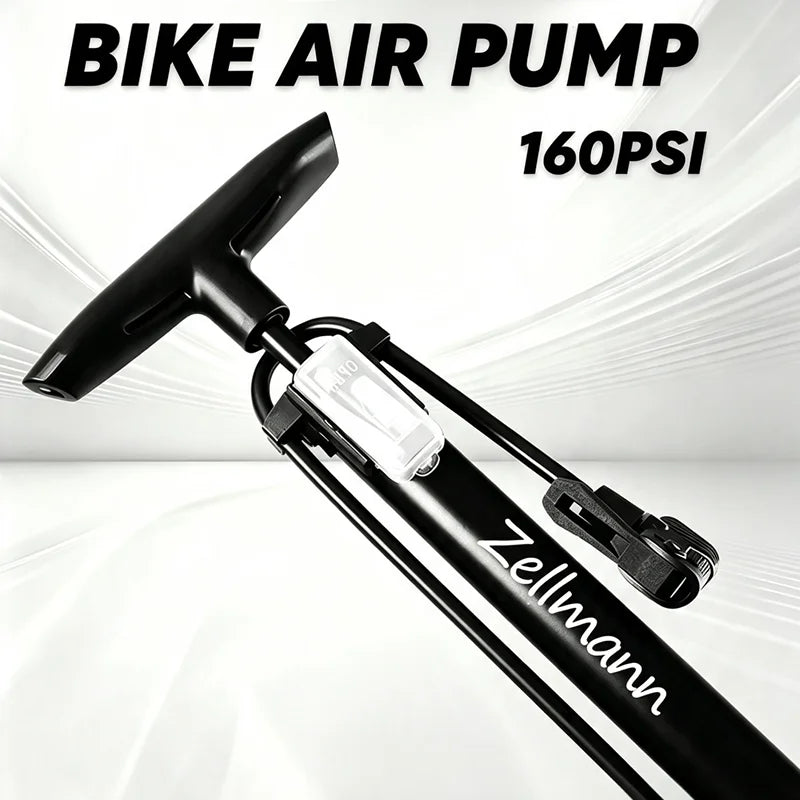 Zellmann 160 PSI Portable Bike Floor Pump with Gauge
