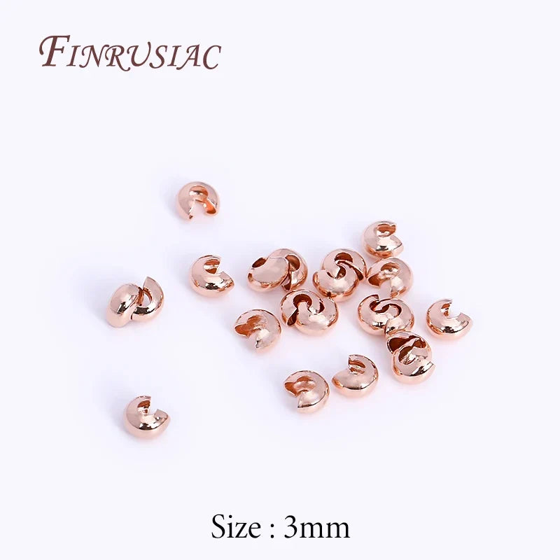 18K Gold Plated Crimp Cover Beads – 50/100 Pcs | DIY Jewelry