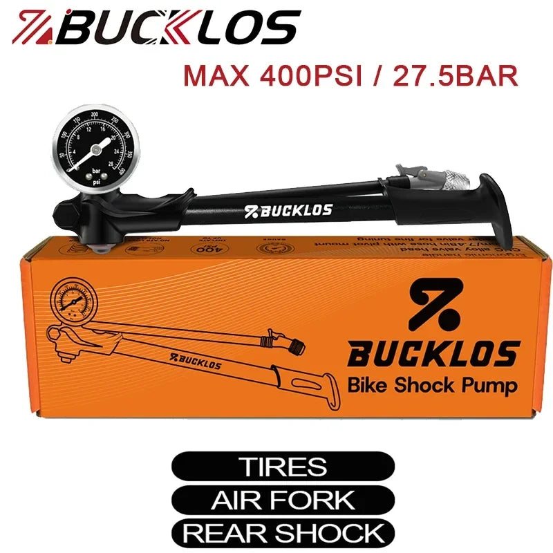 BUCKLOS 400PSI MTB Shock Pump – Air Fork & Rear Shock Inflator