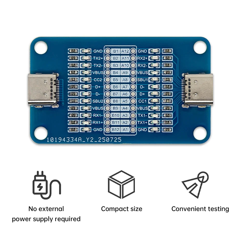 USB-C Cable Tester Module – 24-Pin Dual Port LED Indicator